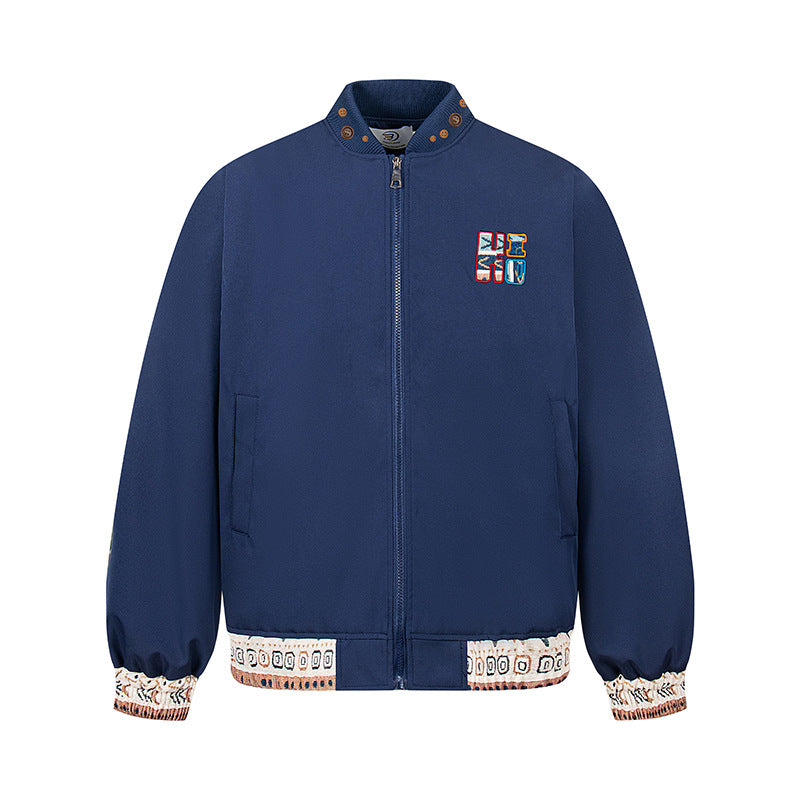 Ethnic style standing collar jacket for men