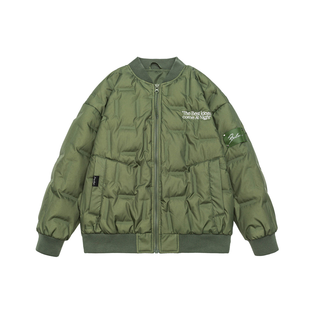 Bomber Neck Down Jacket Men Embroidered Quilted Soft Shell Warm Outerwear