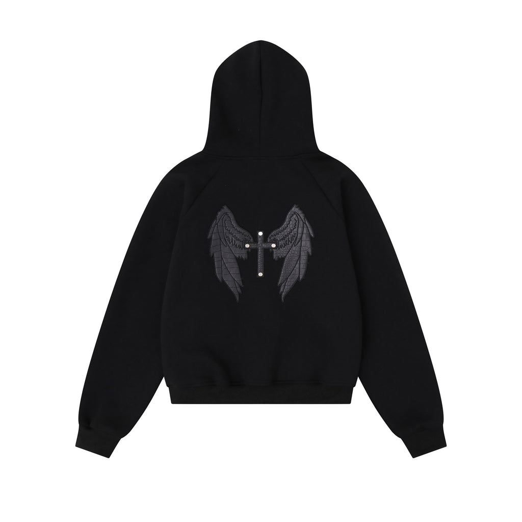Sweet Cool Rivet Zipper Hooded Cropped Loose Cardigan Sweatshirt