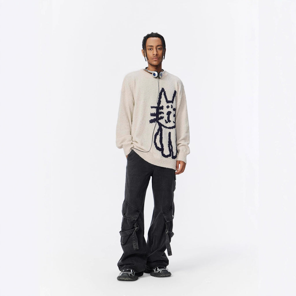 Cartoon cat sweater for men