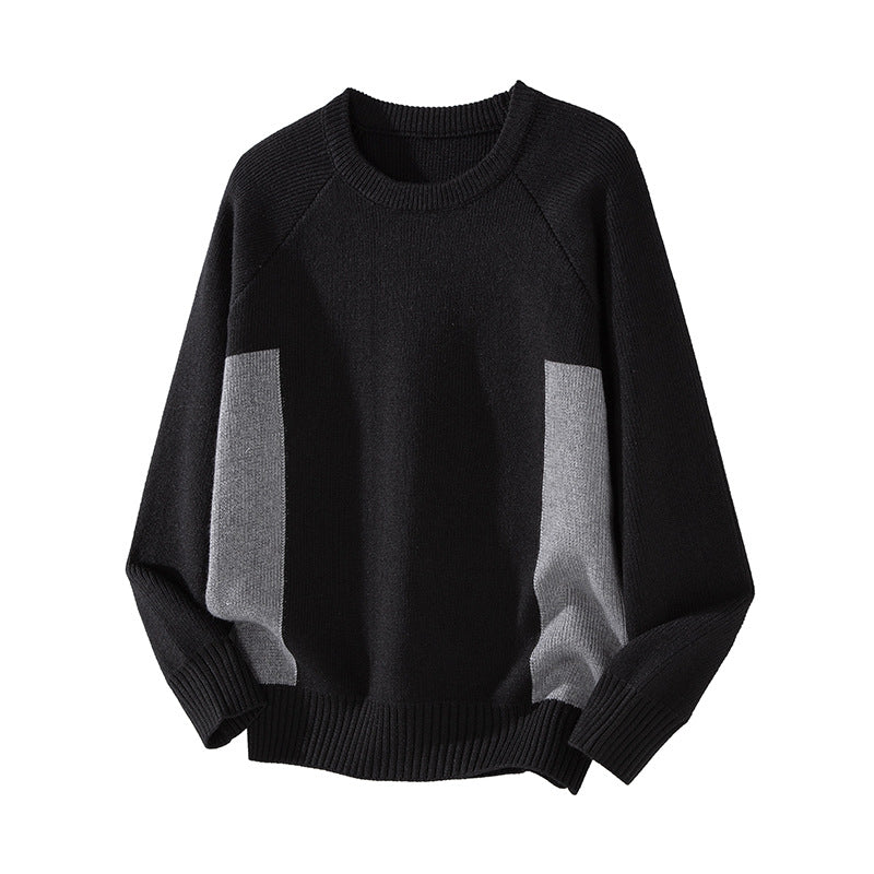 Knit Sweater Retro Raglan Sleeve Crewneck Sweater