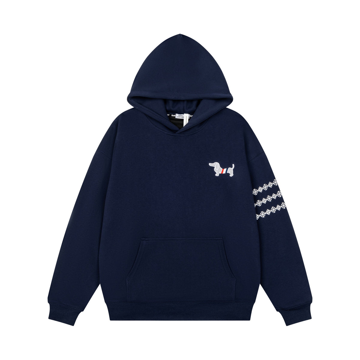 Sausage dog towel embroidered hooded sweatshirt for men