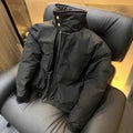 Casual Bomber Short Jacket Men Autumn Winter Stand Collar Oversized Workwear Cotton Coat Thick Outerwear