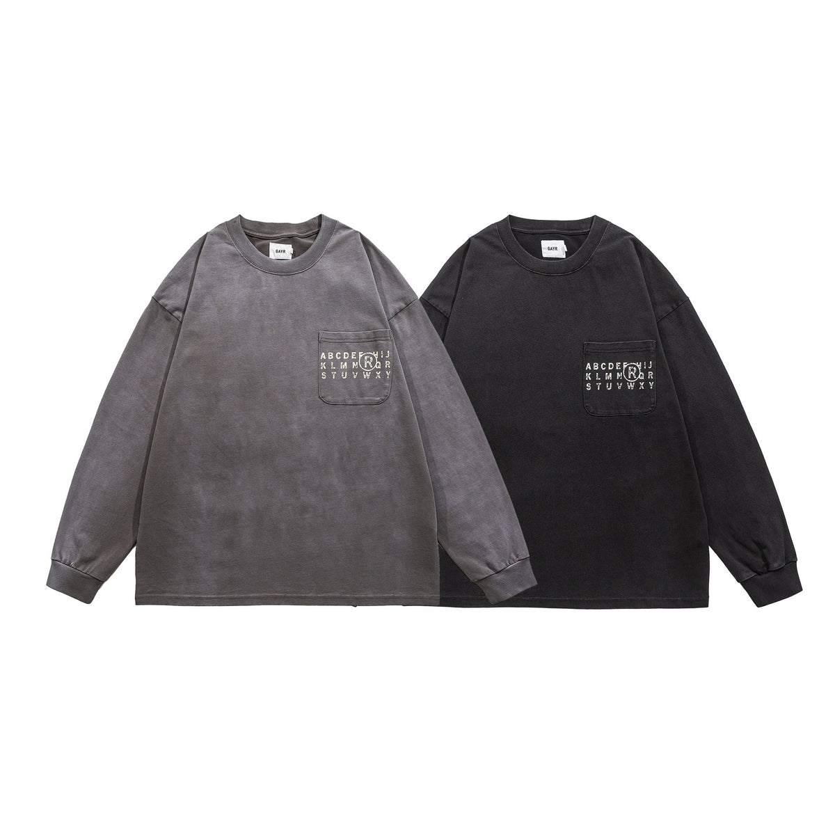 Washed Distressed Crewneck Hoodie for Men