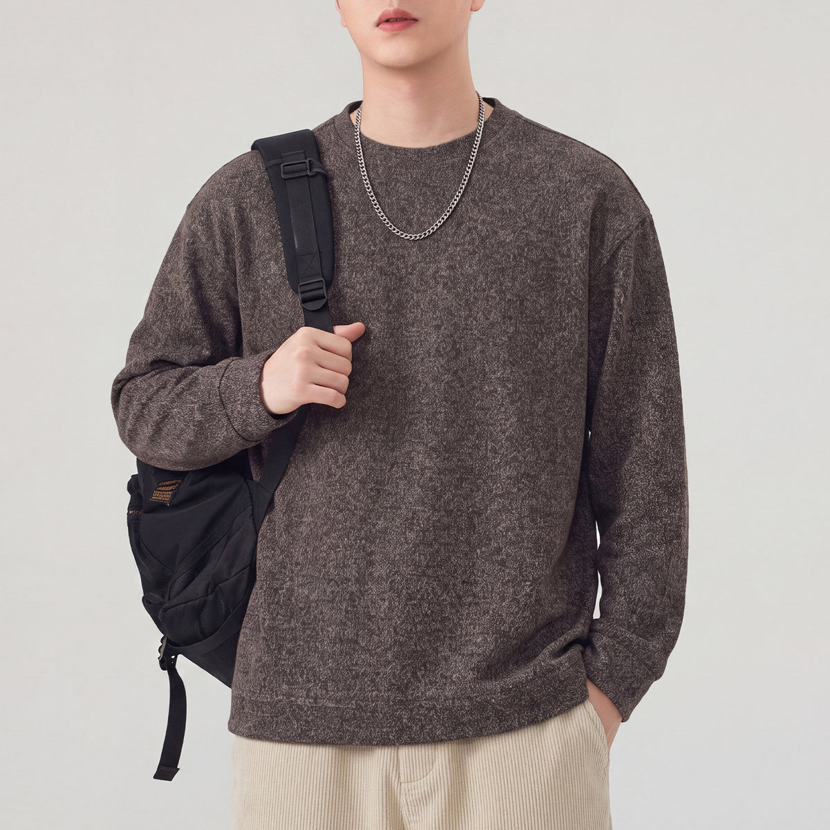 Heavyweight Pullover Sweatshirt Men Casual Versatile Top