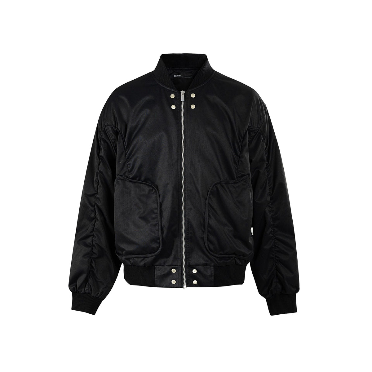 Rivet Decorated Gathered Baseball Collar Jacket for Men