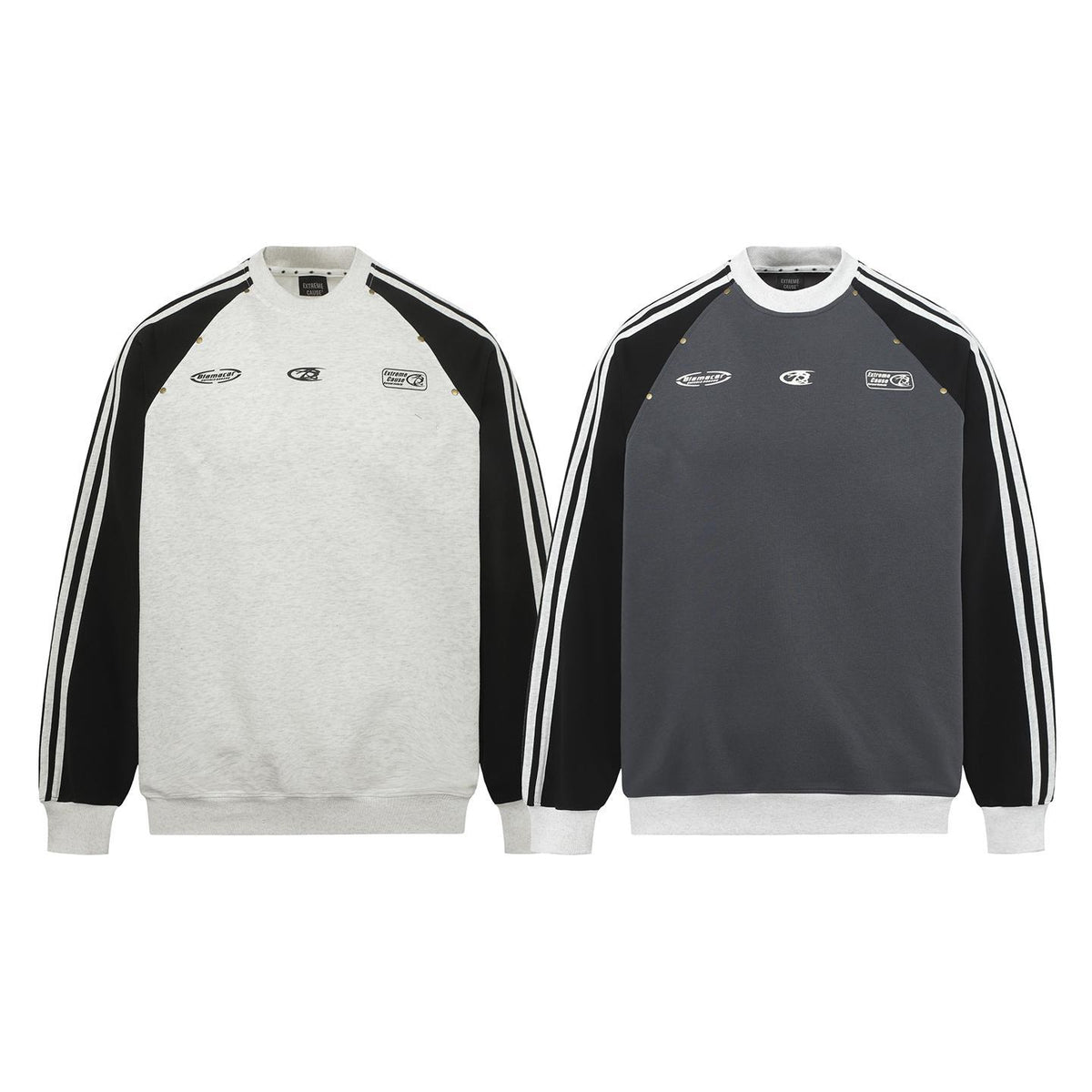 Ribbon splicing striped hoodie for men and women