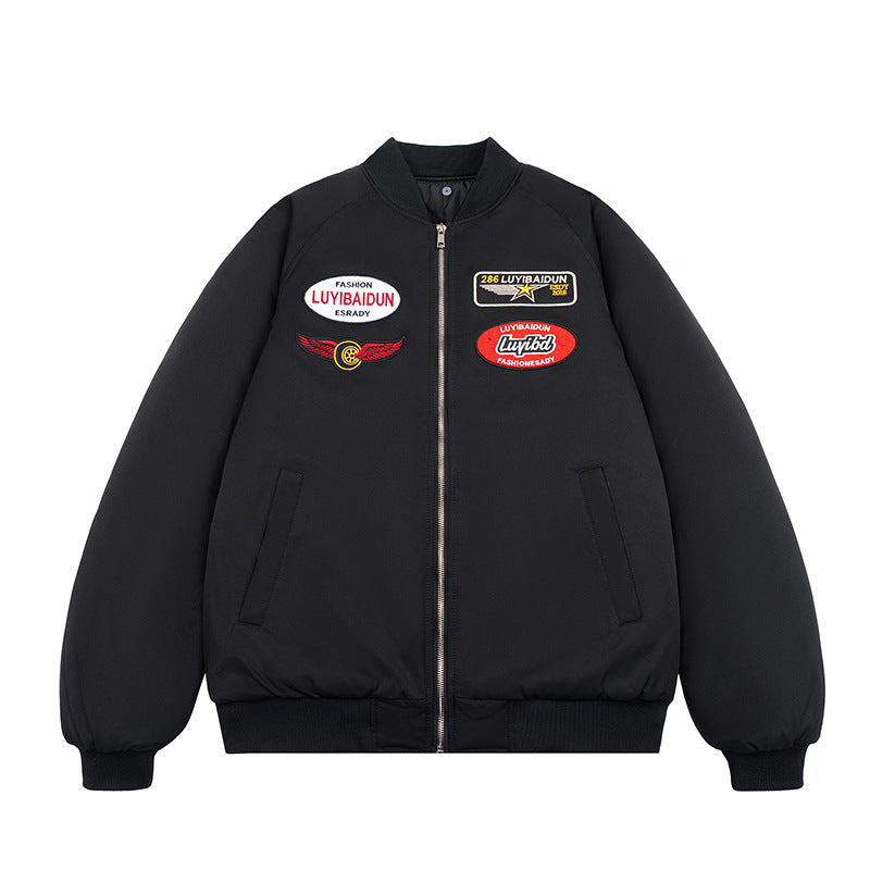 Style MA-1 Flight Jacket Women's Padded Jacket Thickened Outerwear Simple Embroidery Baseball Jacket Men