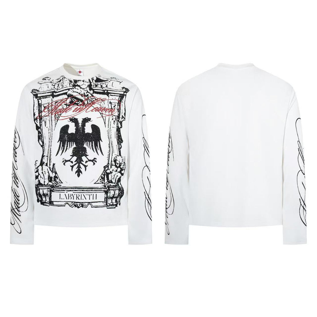 Graffiti printed long sleeved T-shirt for men