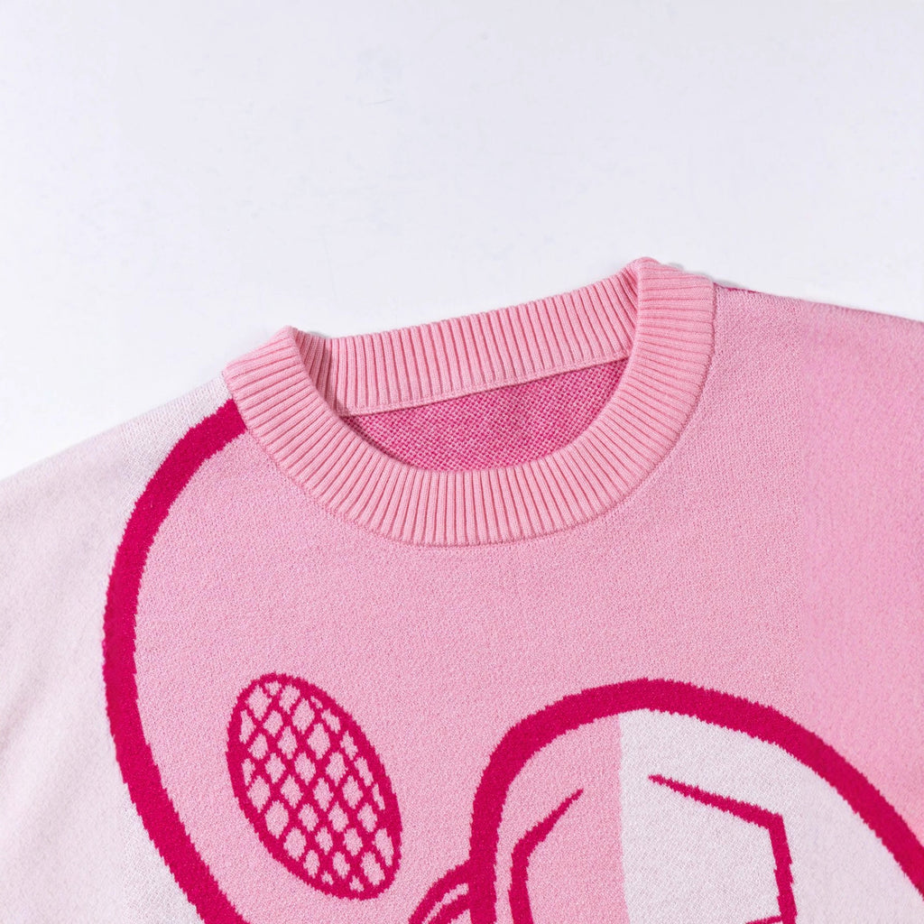 Round neck anime jacquard sweater for men