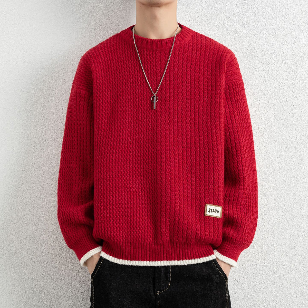 Men's Designer Style Solid Color Thickened Loose Soft Knit Sweater