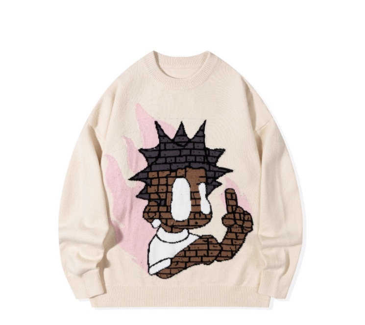 Cartoon round neck sweater for men