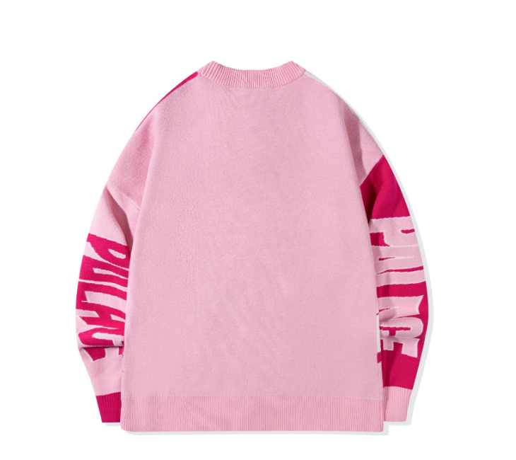 Round neck anime jacquard sweater for men