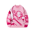 Round neck anime jacquard sweater for men