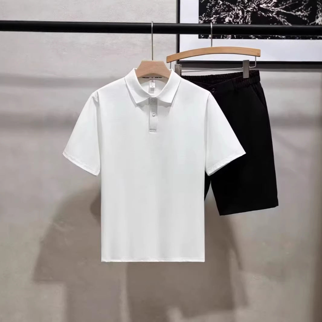 Solid Color Polo Shirt Men Short Sleeve