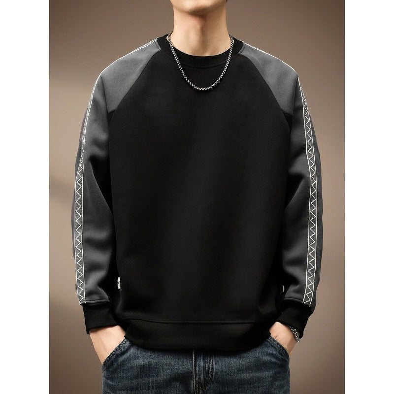 Men's  Casual Color-Block Long Sleeve Crew Neck Sweatshirt