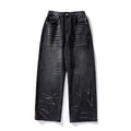 Washed Distressed Loose Straight Leg Jeans for Men