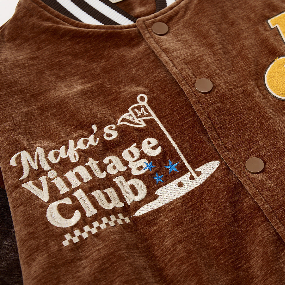 Embroidered letter baseball jacket
