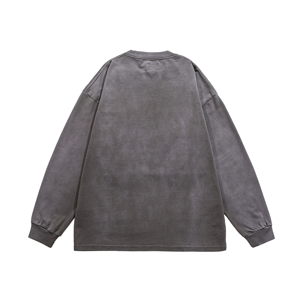 Washed Distressed Crewneck Hoodie for Men