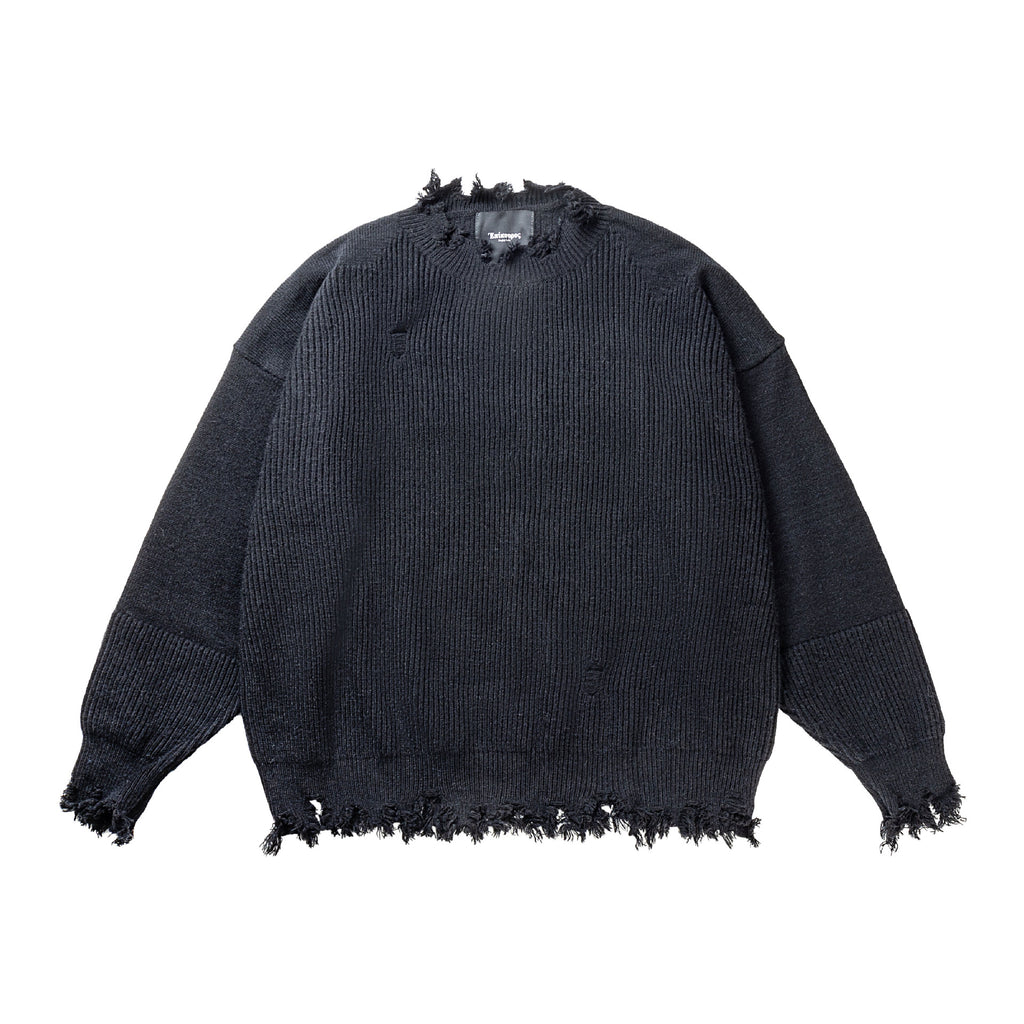 Perforated round neck knitted sweater for men and women