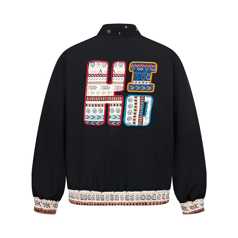 Ethnic style standing collar jacket for men