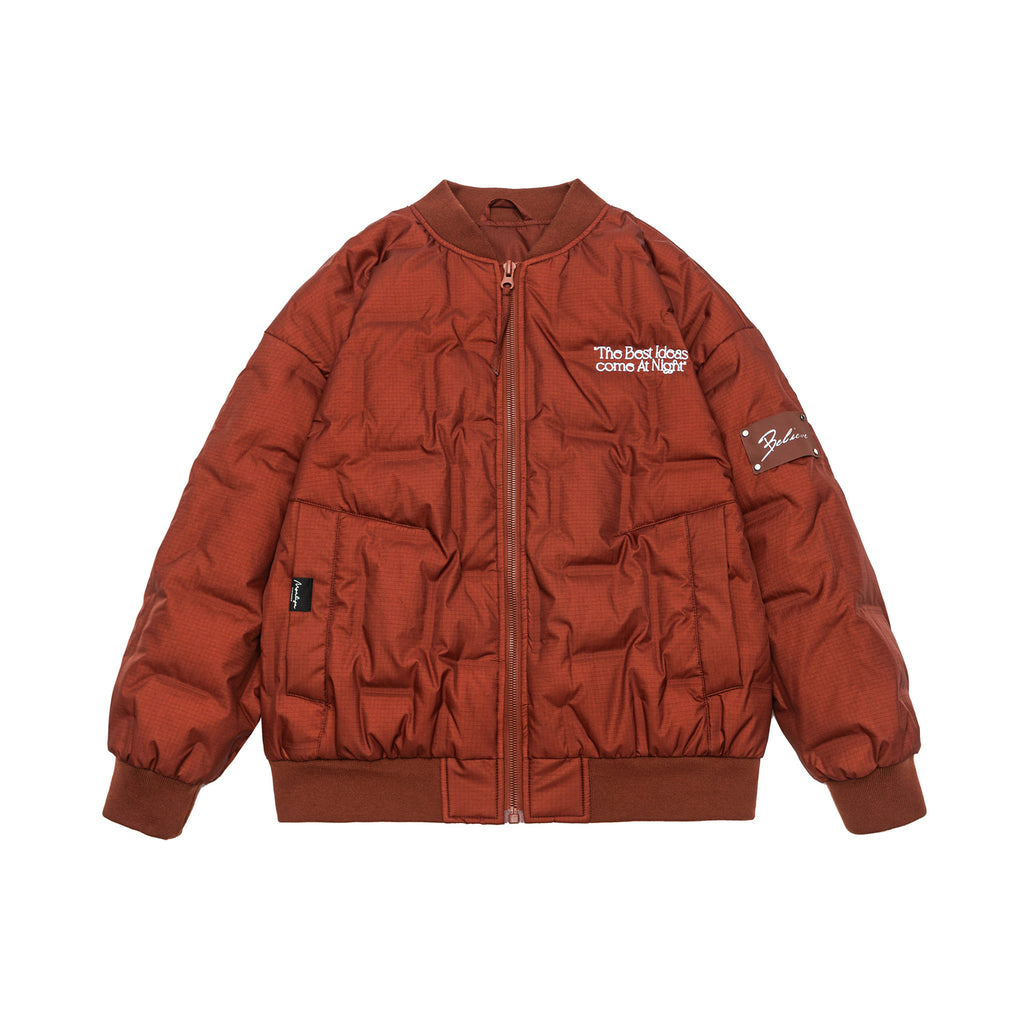 Bomber Neck Down Jacket Men Embroidered Quilted Soft Shell Warm Outerwear