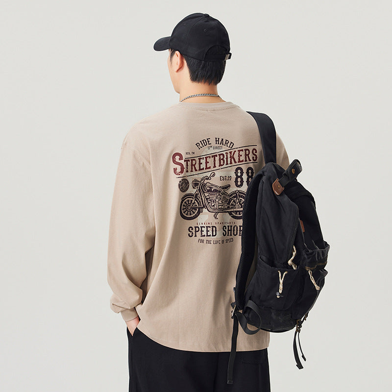 Loose Long Sleeve Cotton T-Shirt for Men