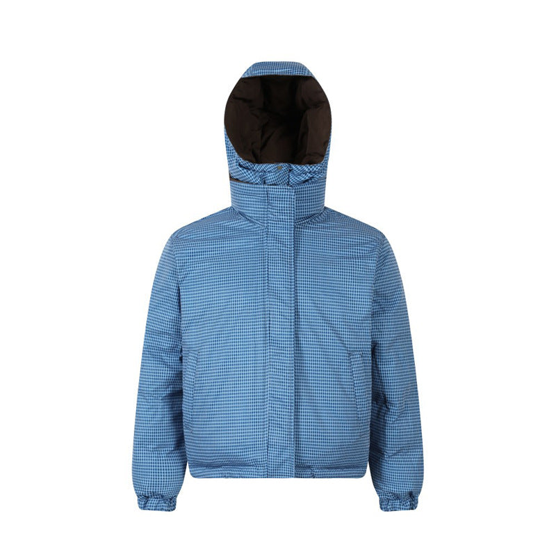 Style Double-Sided Wear Plaid Splicing Oversized Puffer Jacket Winter Fleece Lined Thick Hooded Warm Coat
