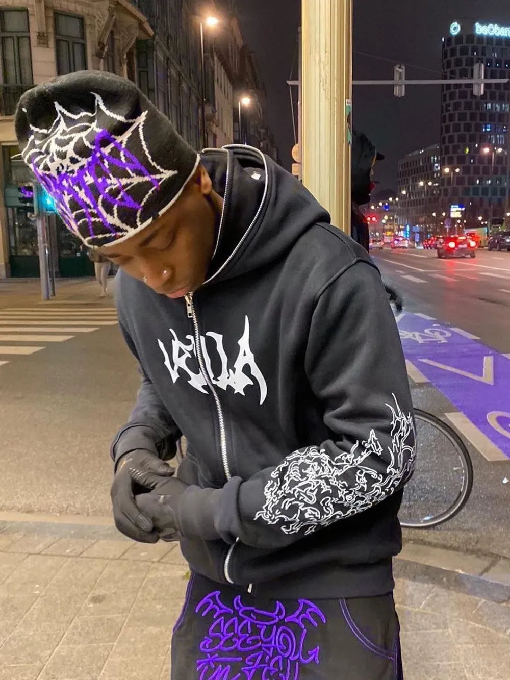 Men's Zip Up Letter Graphic Hoodie