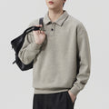 Men's  Premium Solid Color Polo Collar Loose Casual Pullover