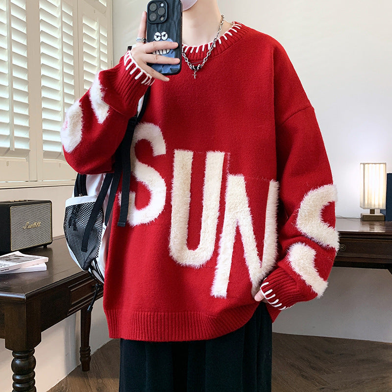 Casual Long Sleeve Round Neck Sweater for Men