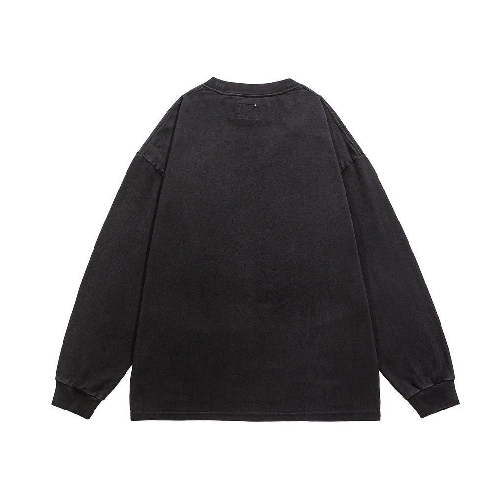 Washed Distressed Crewneck Hoodie for Men