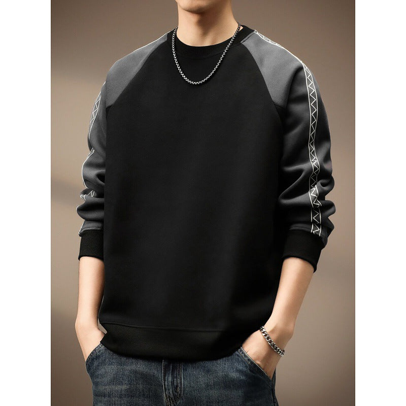 Men's  Casual Color-Block Long Sleeve Crew Neck Sweatshirt