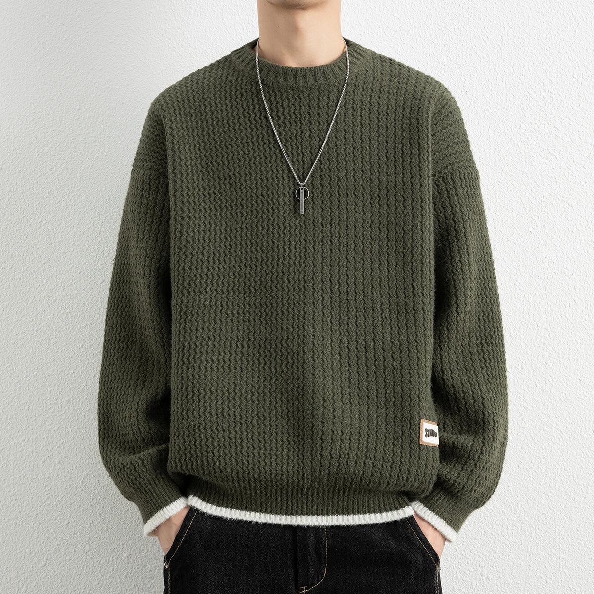 Men's Designer Style Solid Color Thickened Loose Soft Knit Sweater