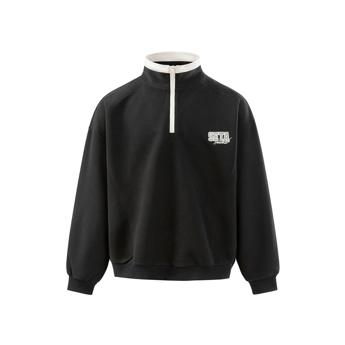 Letter Embroidery Half-Zip Hooded Sweatshirt for Men