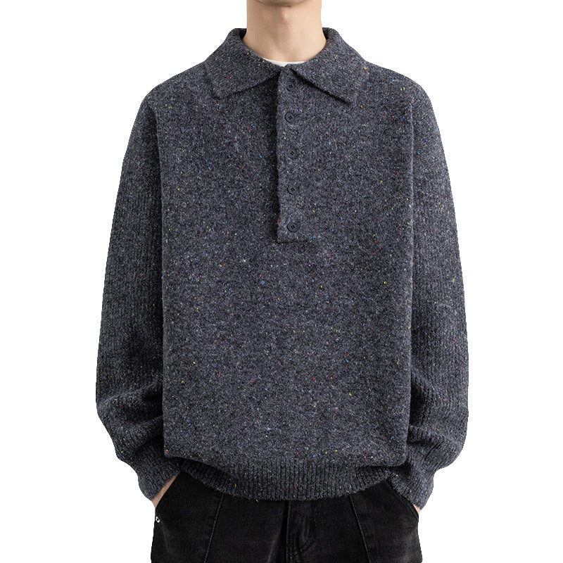 Men's  Lapel Collar Loose Knit Sweater