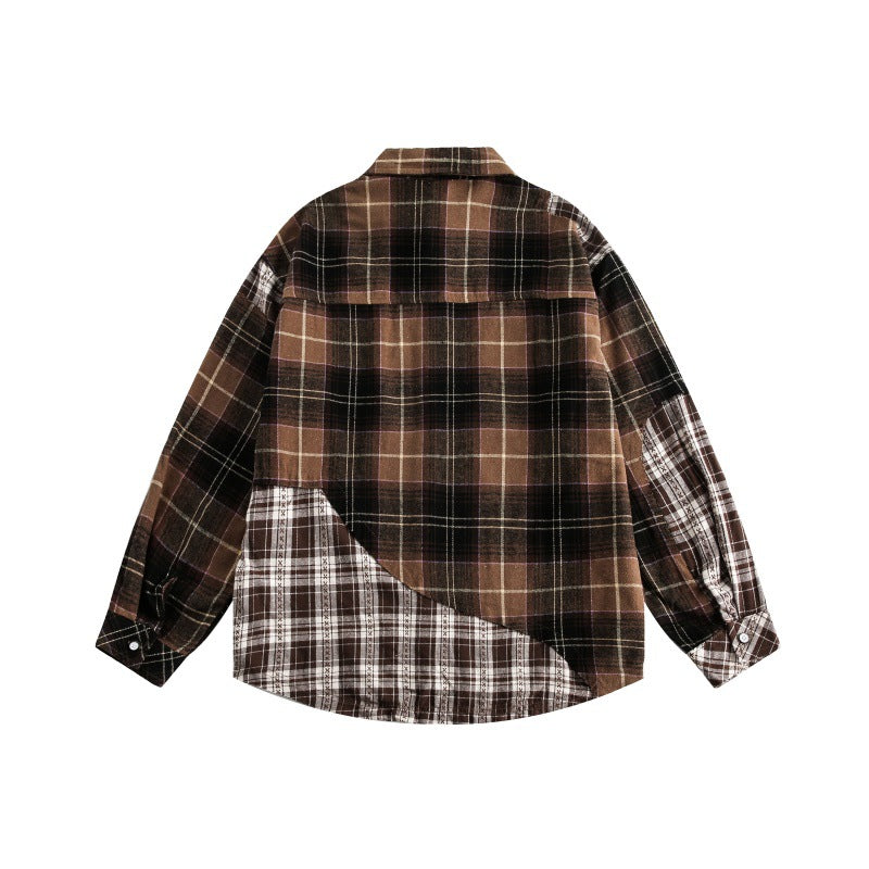 Splicing plaid shirt for men