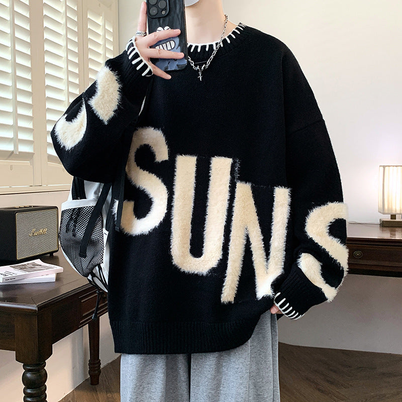 Casual Long Sleeve Round Neck Sweater for Men
