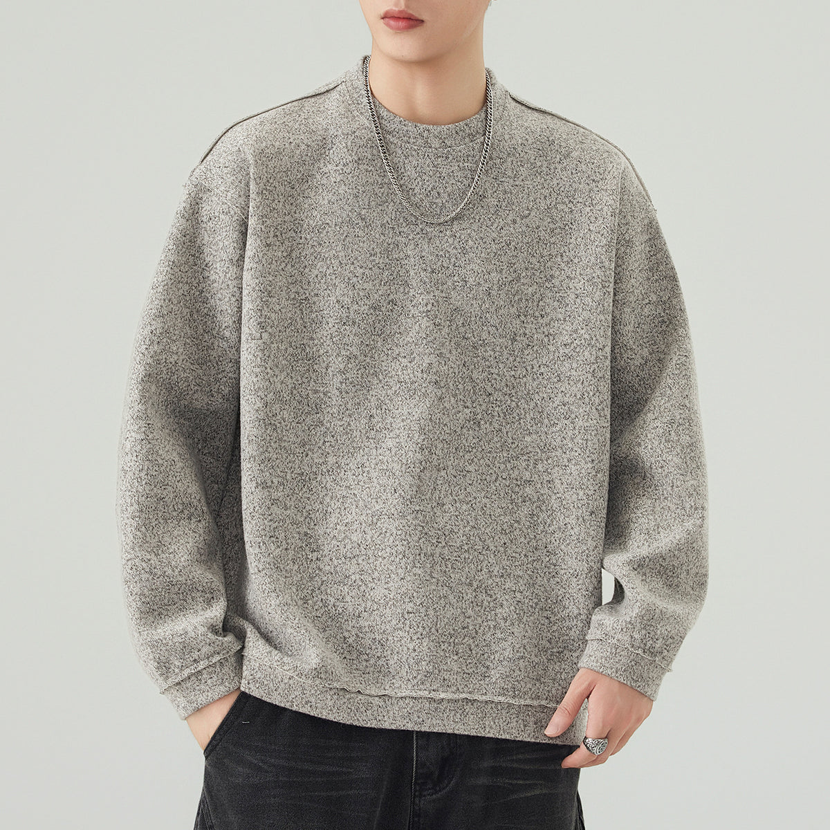 Heavyweight Pullover Sweatshirt Men Casual Versatile Top