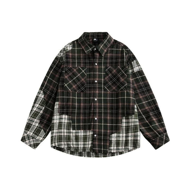 Splicing plaid shirt for men